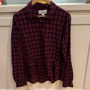 Trovata / Birds of Paradis Red and Navy Plaid Blouse